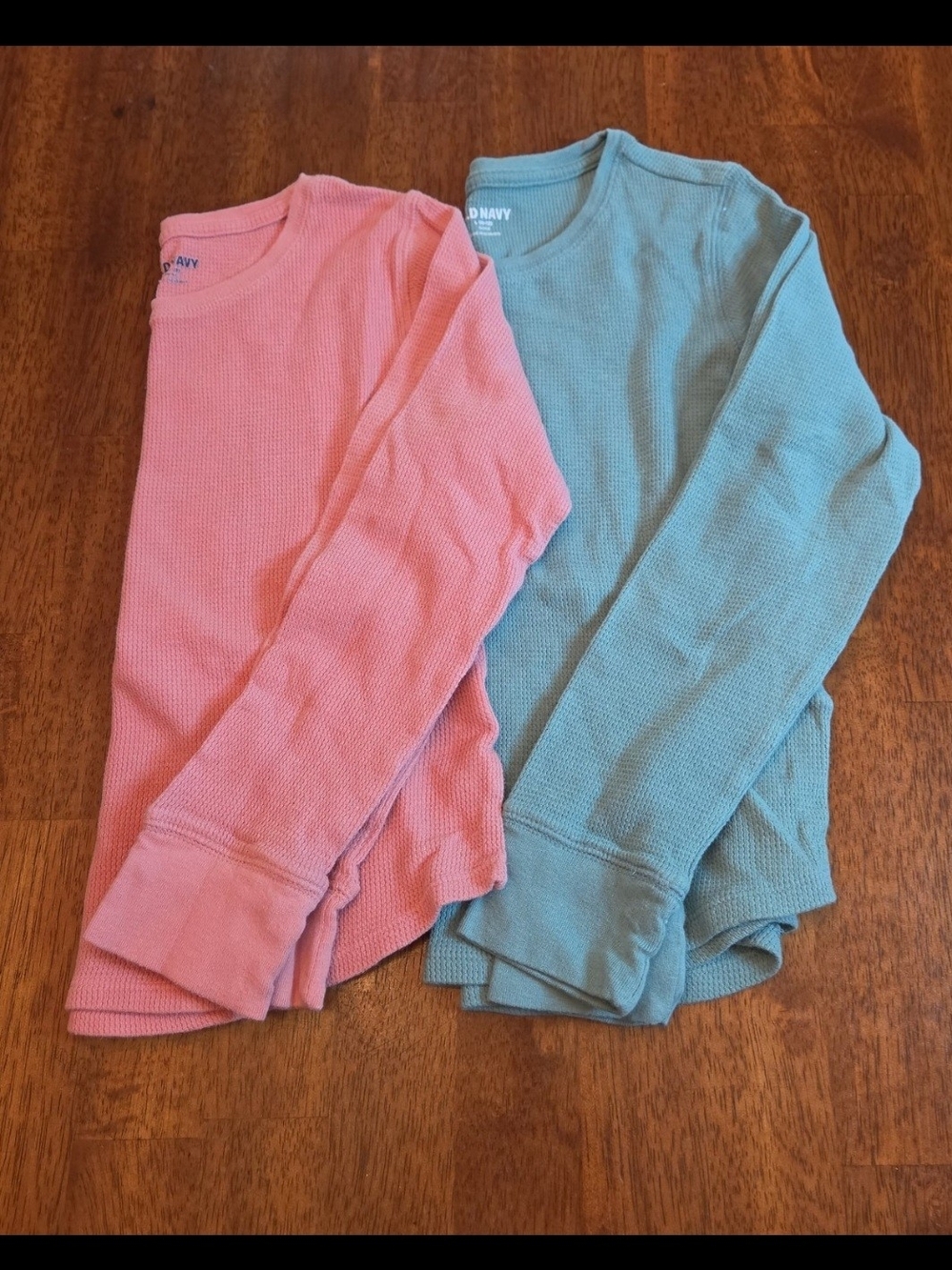 Old Navy Kids Long-Sleeve Thermal Tops - Coral Pink & Teal